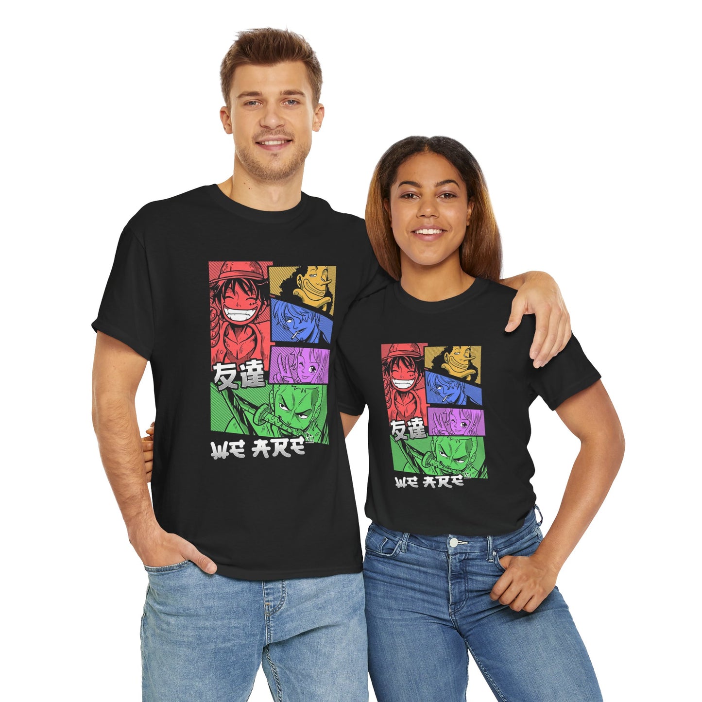 Anime Friends Unisex Heavy Cotton Tee - Vibrant Graphic Art - Perfect for Anime Lovers & Casual Wear