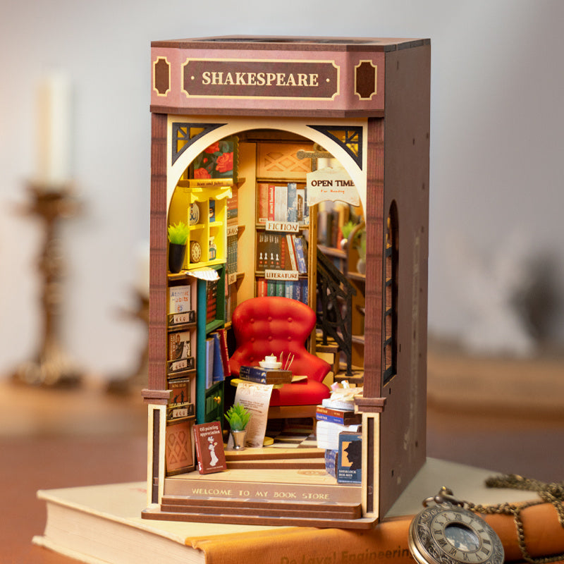 3D DIY Wooden Book Nook Shiguang Bookstore With LED For Xmas Gifts