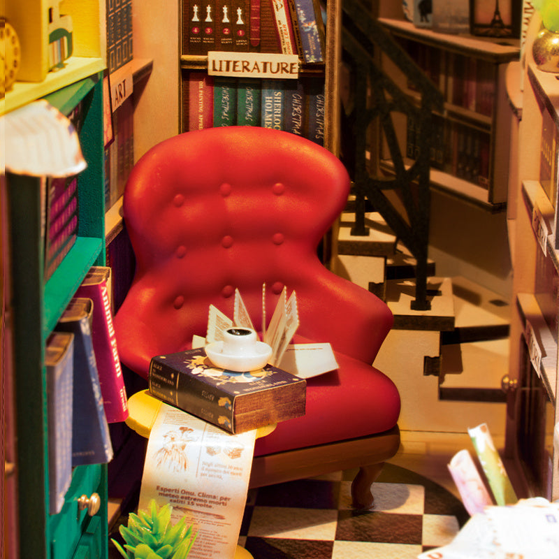 3D DIY Wooden Book Nook Shiguang Bookstore With LED For Xmas Gifts