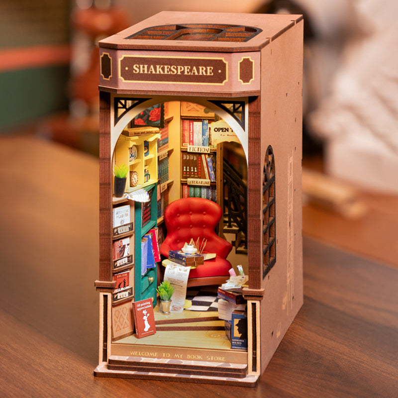 3D DIY Wooden Book Nook Shiguang Bookstore With LED For Xmas Gifts